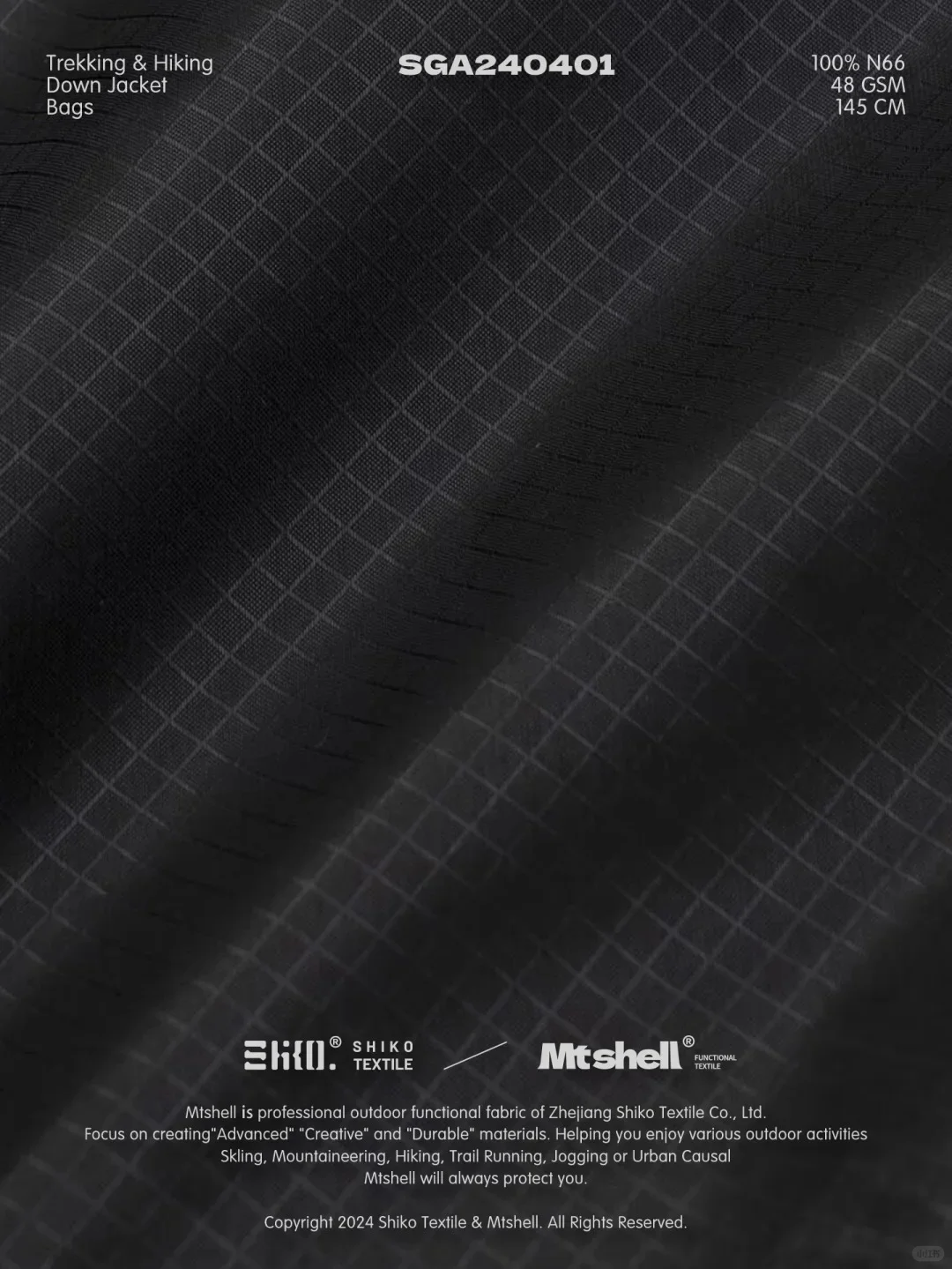 新品N66菱形格防水防绒耐磨轻量羽绒服面料