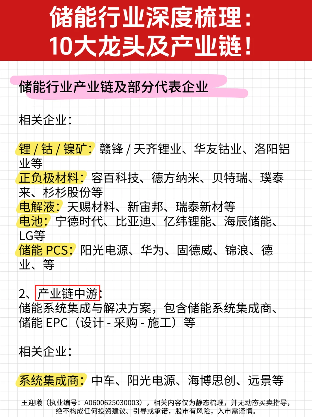 储能行业深度梳理！10大龙头及产业链