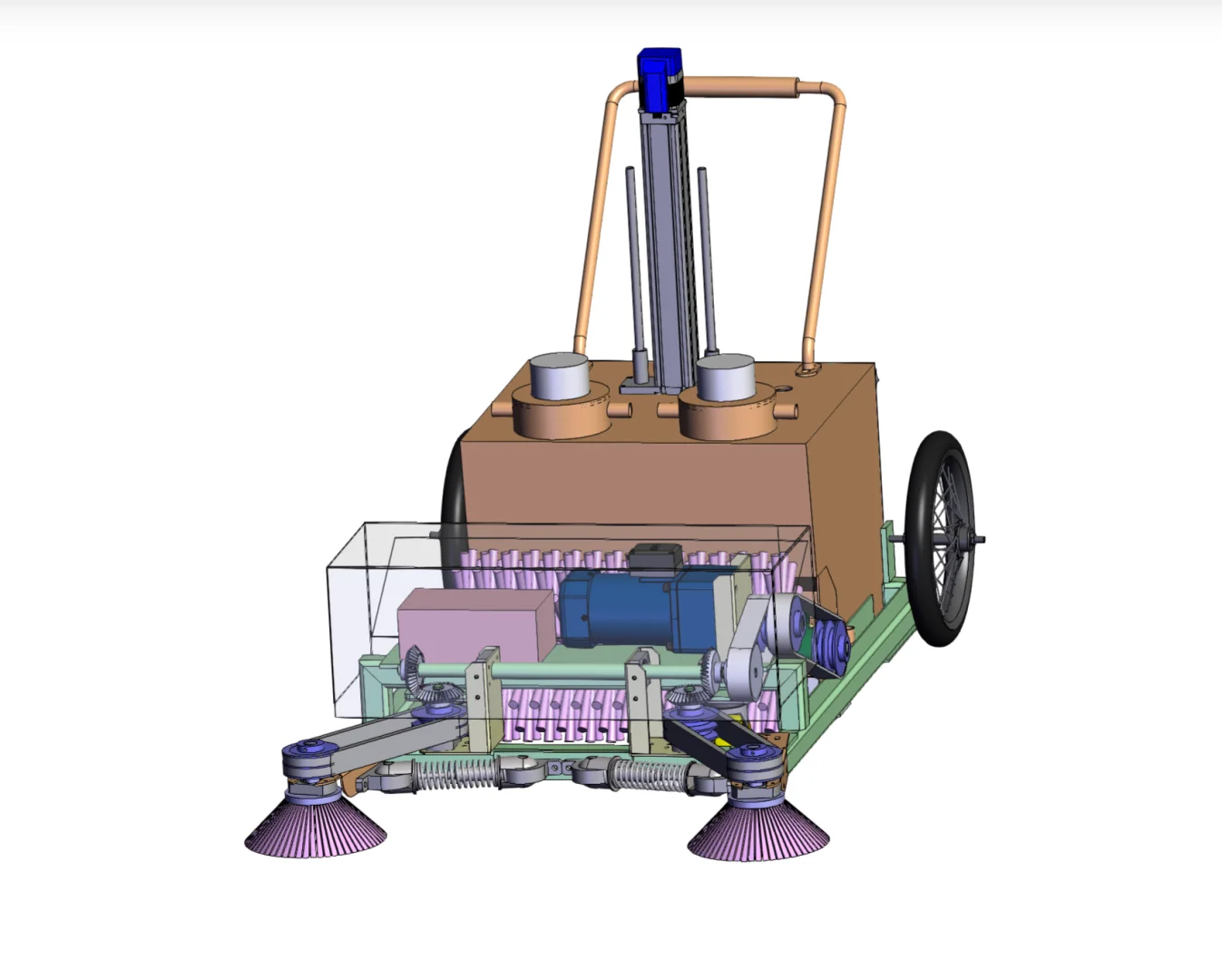 推动式路面垃圾清扫小车solidworks