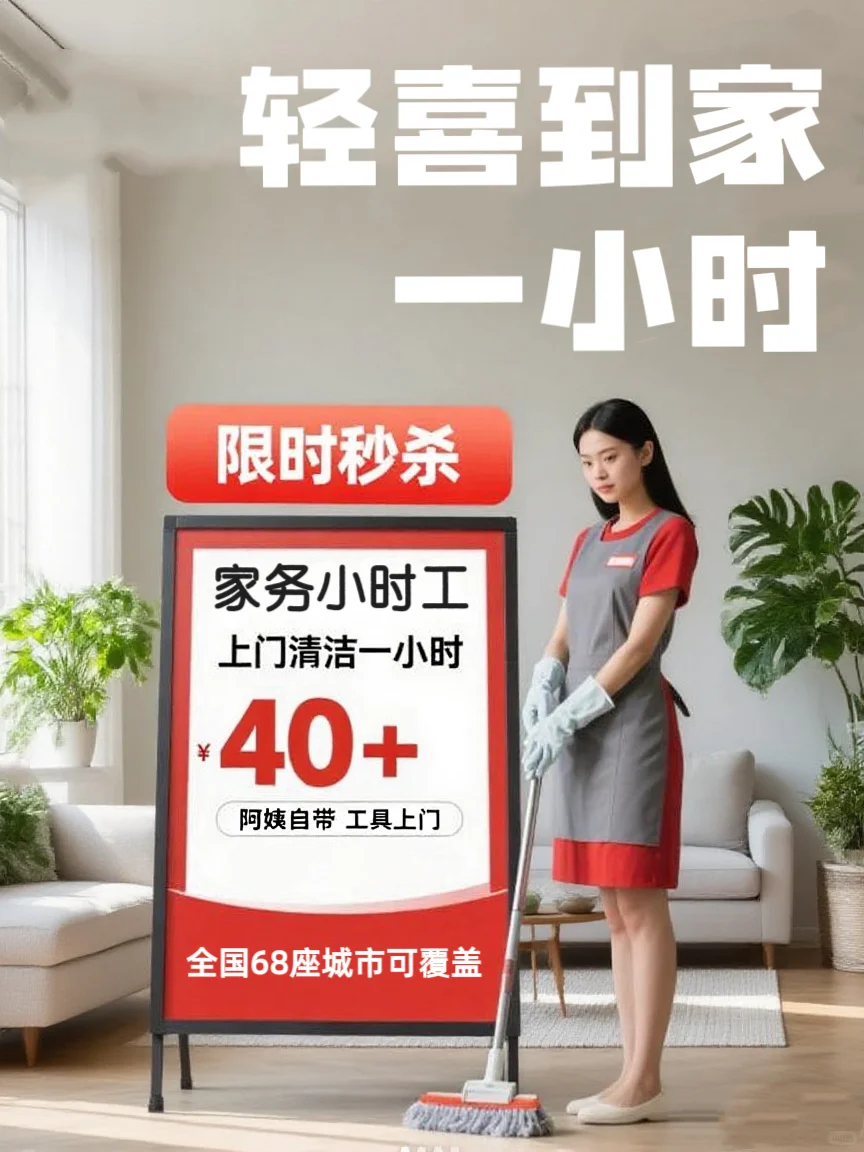这个羊毛还不抢‼️40米一小时的保洁家政❓