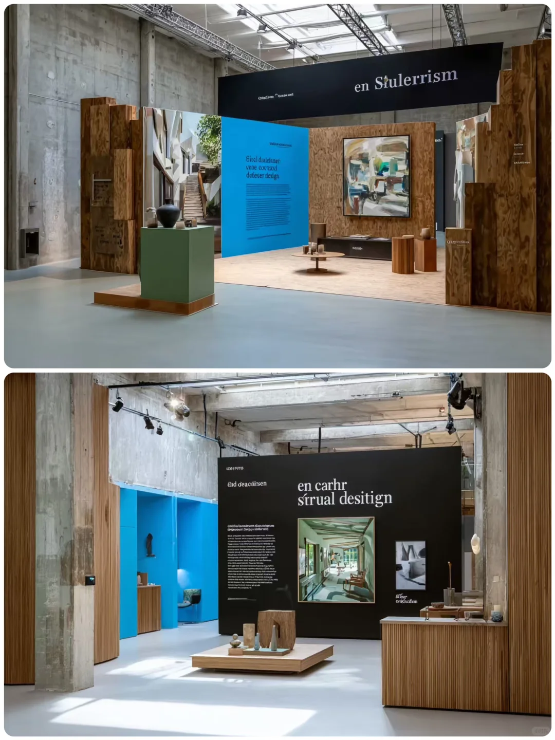 工业风与自然质感交融的艺术展厅?