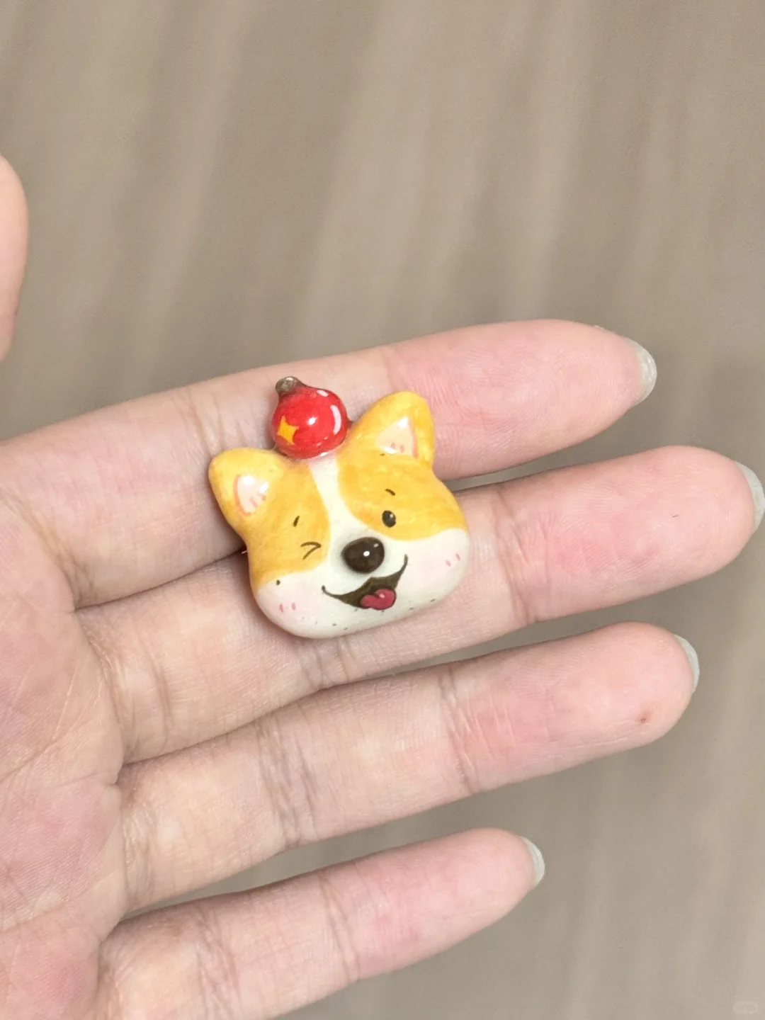 石塑粘土｜柯基??戒指