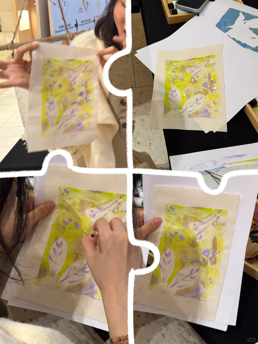 在太古里之夜活动，用凝胶版画做挂布