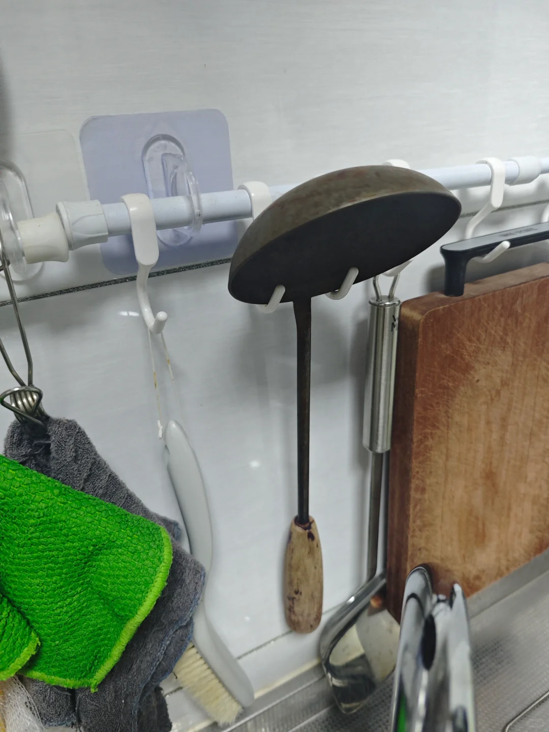 铁汤勺换成不锈钢了 不能挂的汤勺可以这样