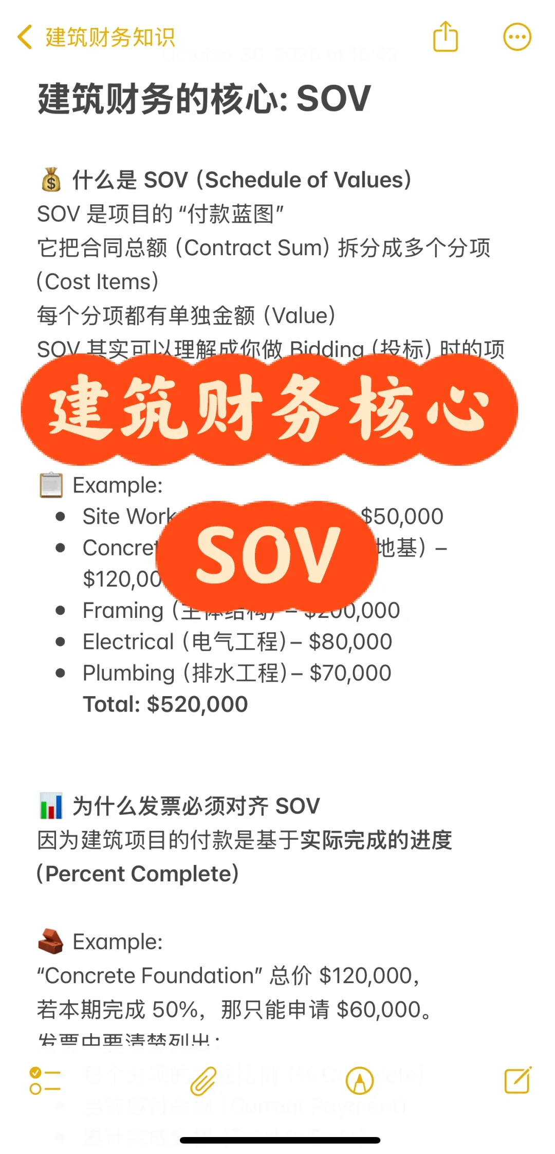 建筑财务的核心: SOV