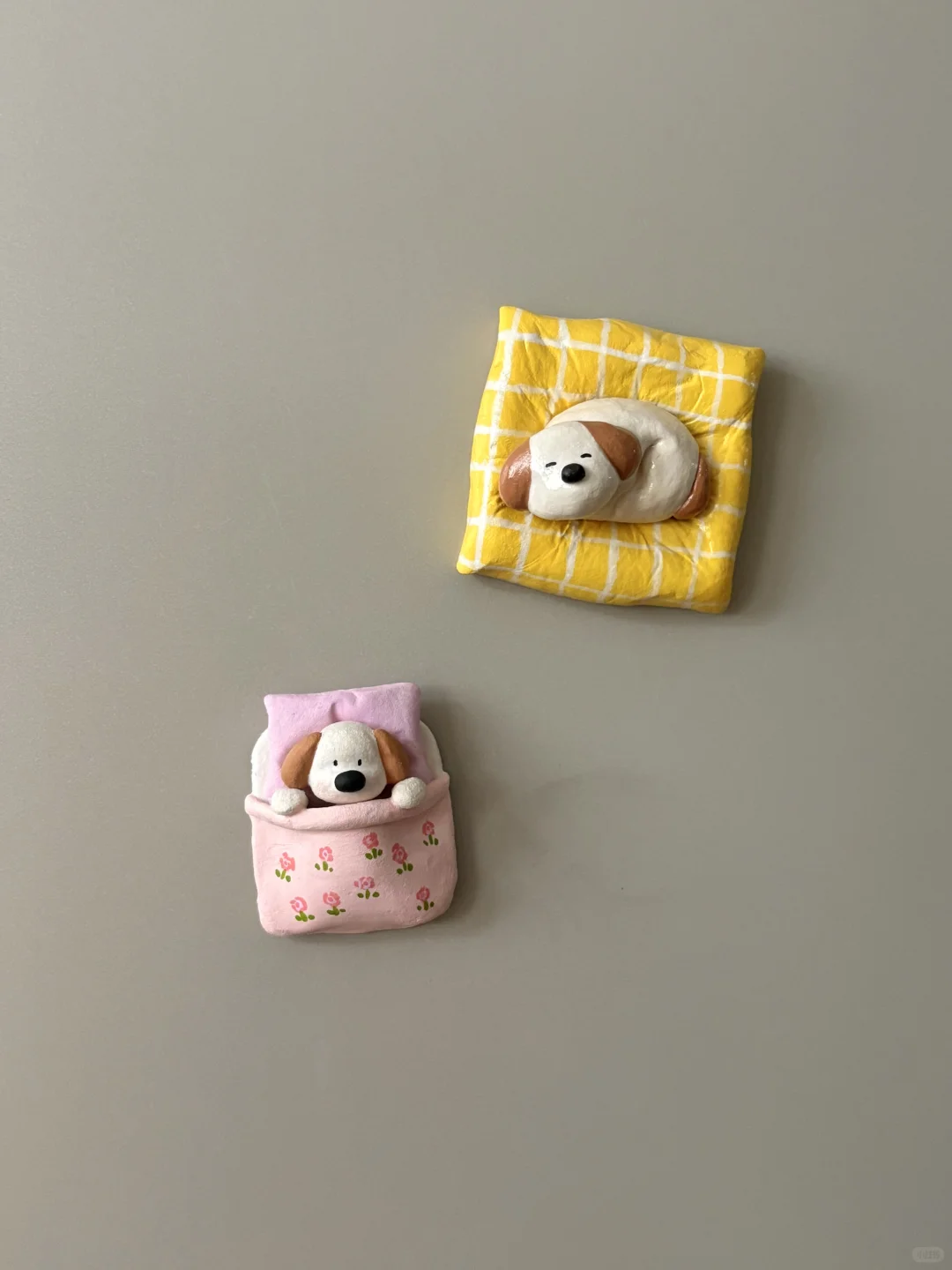 ?石塑粘土冰箱贴?小狗晚安啦?