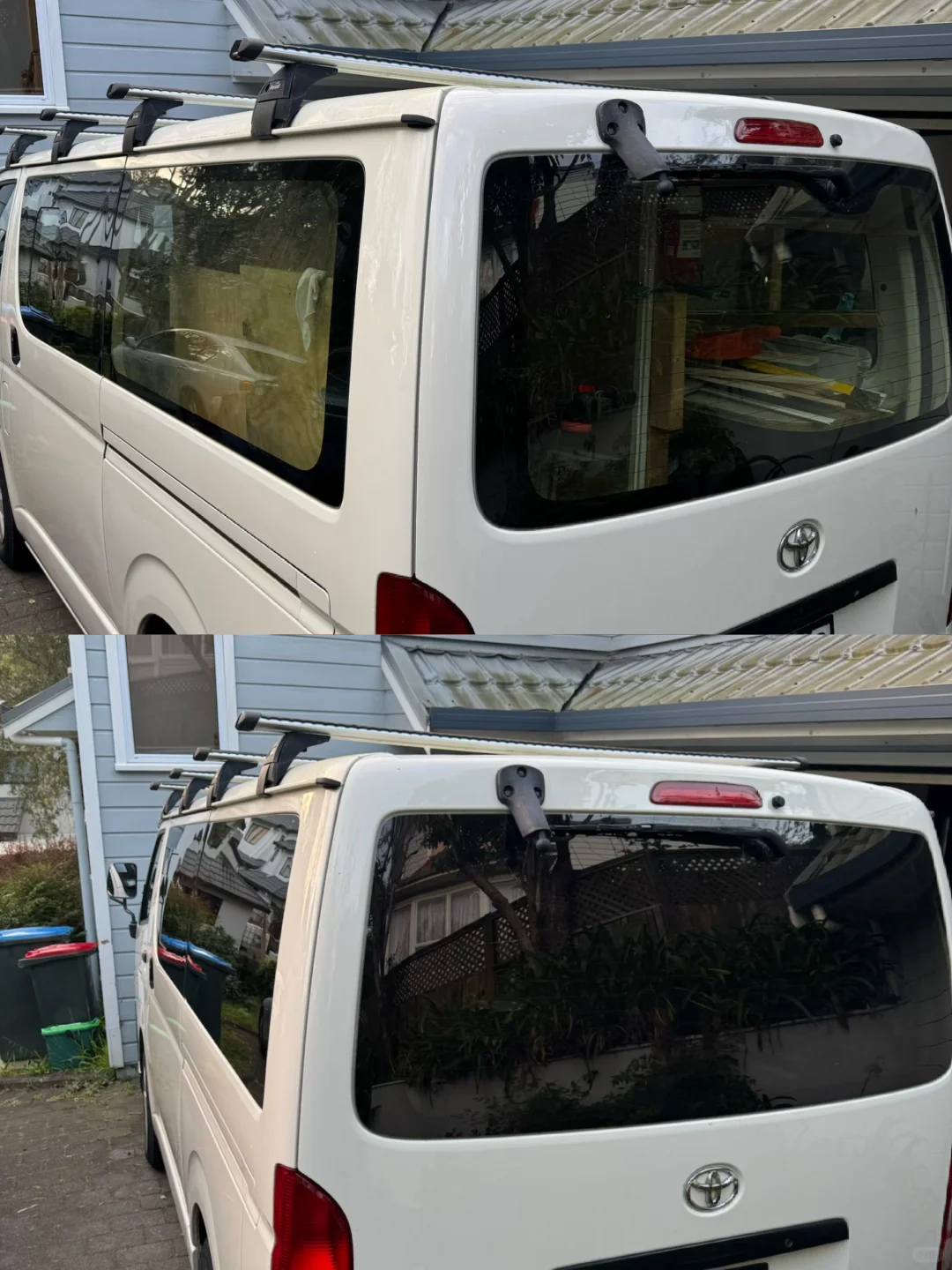 丰田hiace工具车全车隐私隔热太阳膜施工中