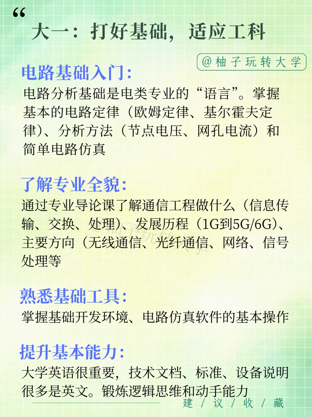 通信工程专业大学四年的安排