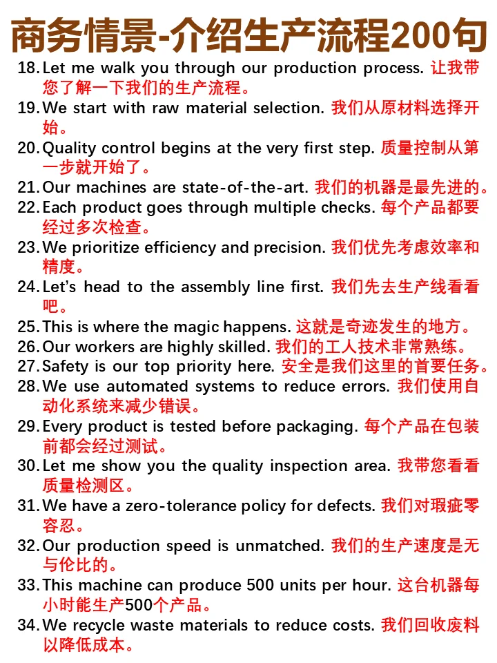 车间英语翻车现场：这200句生产流程说不清