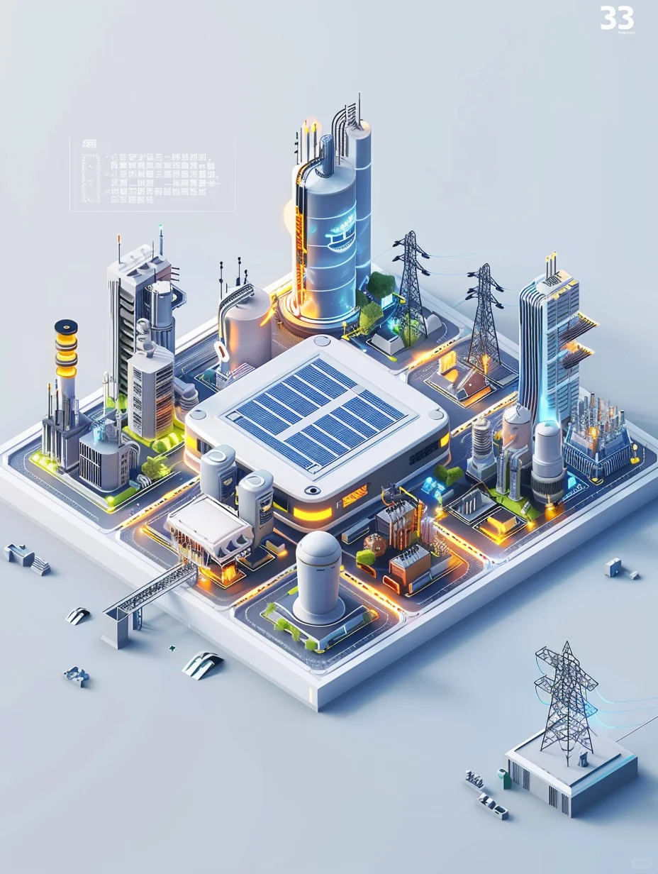 Midjourney咒语分享-电网主题智慧城市