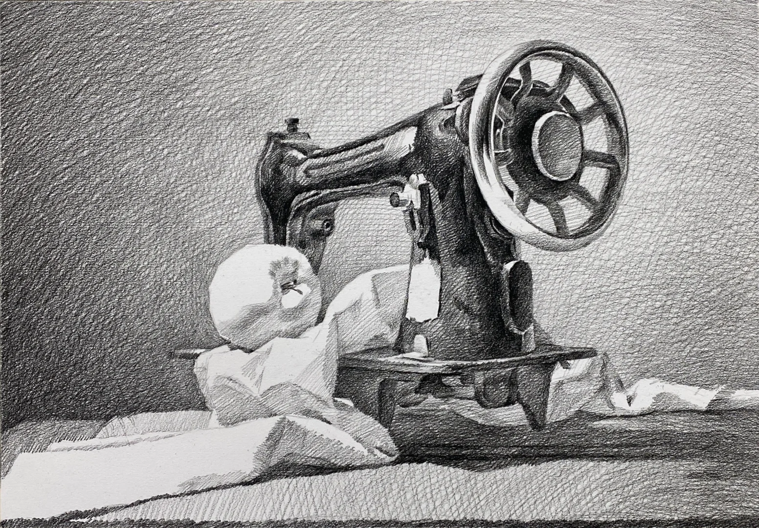 素描静物照片写生（缝纫机）