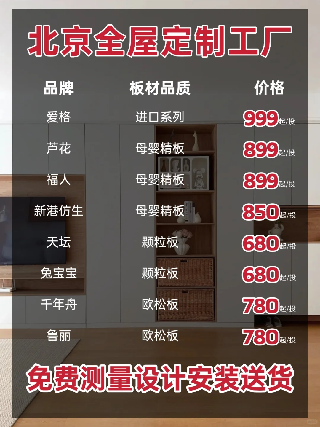 北京全屋定制?找源头工厂?省