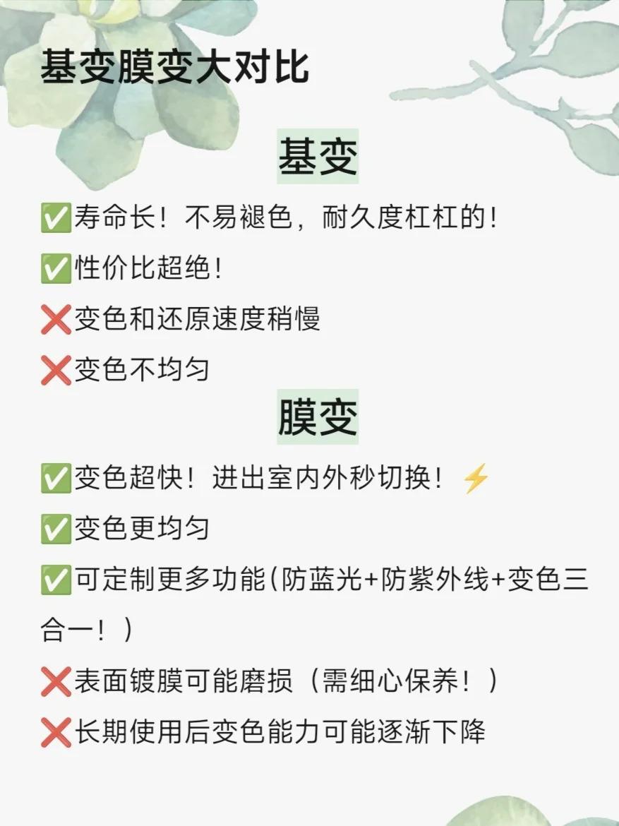 变色镜片怎么选?基变和膜变了解清楚再买