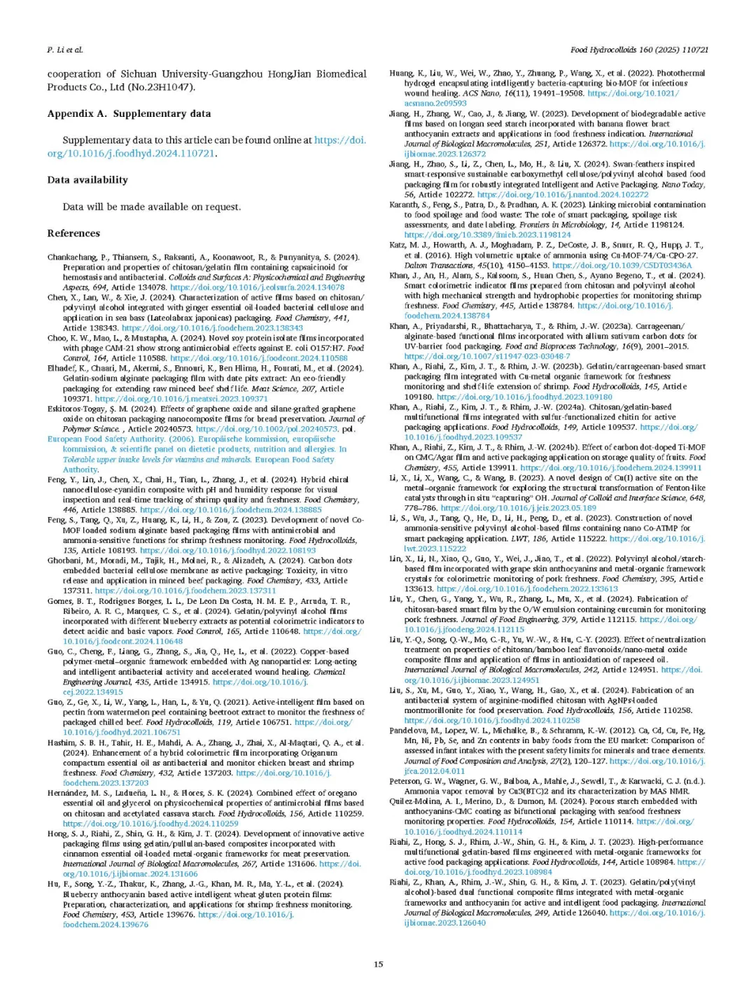 监测虾的新鲜度：壳聚糖/明胶智能包装膜