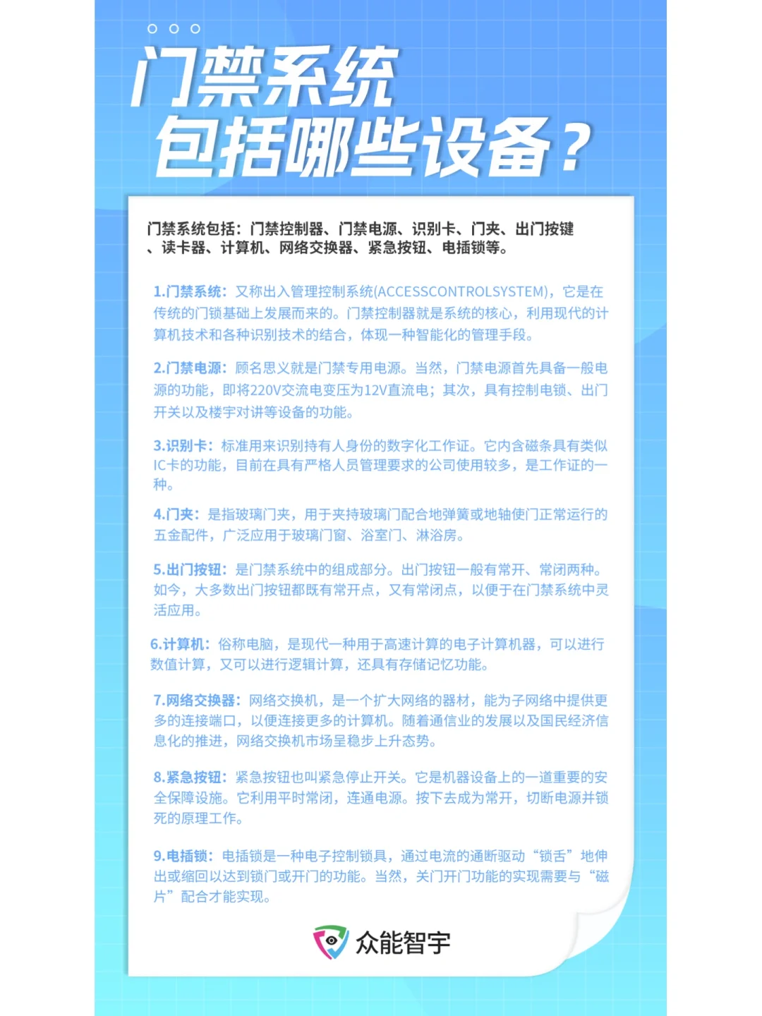 门禁系统包括哪些设备？
