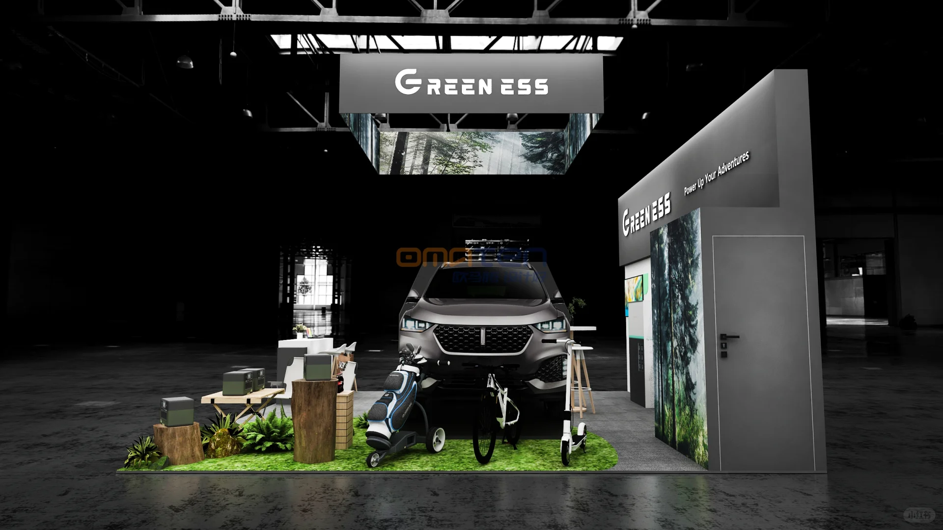 中国涂料展丨54平三开口展台设计