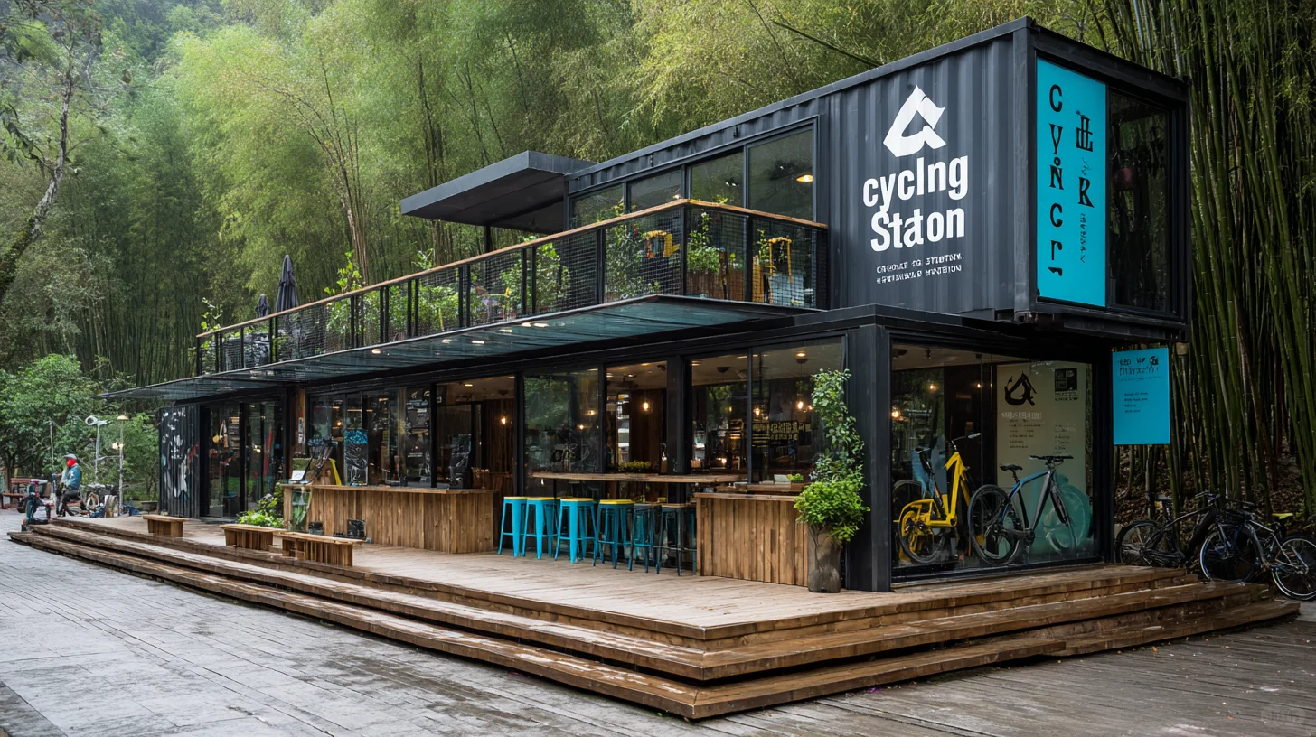 竹林里的黑箱骑行站，户外野趣和工业超酷感