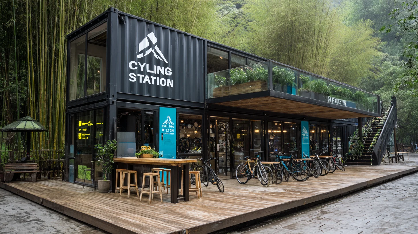 竹林里的黑箱骑行站，户外野趣和工业超酷感