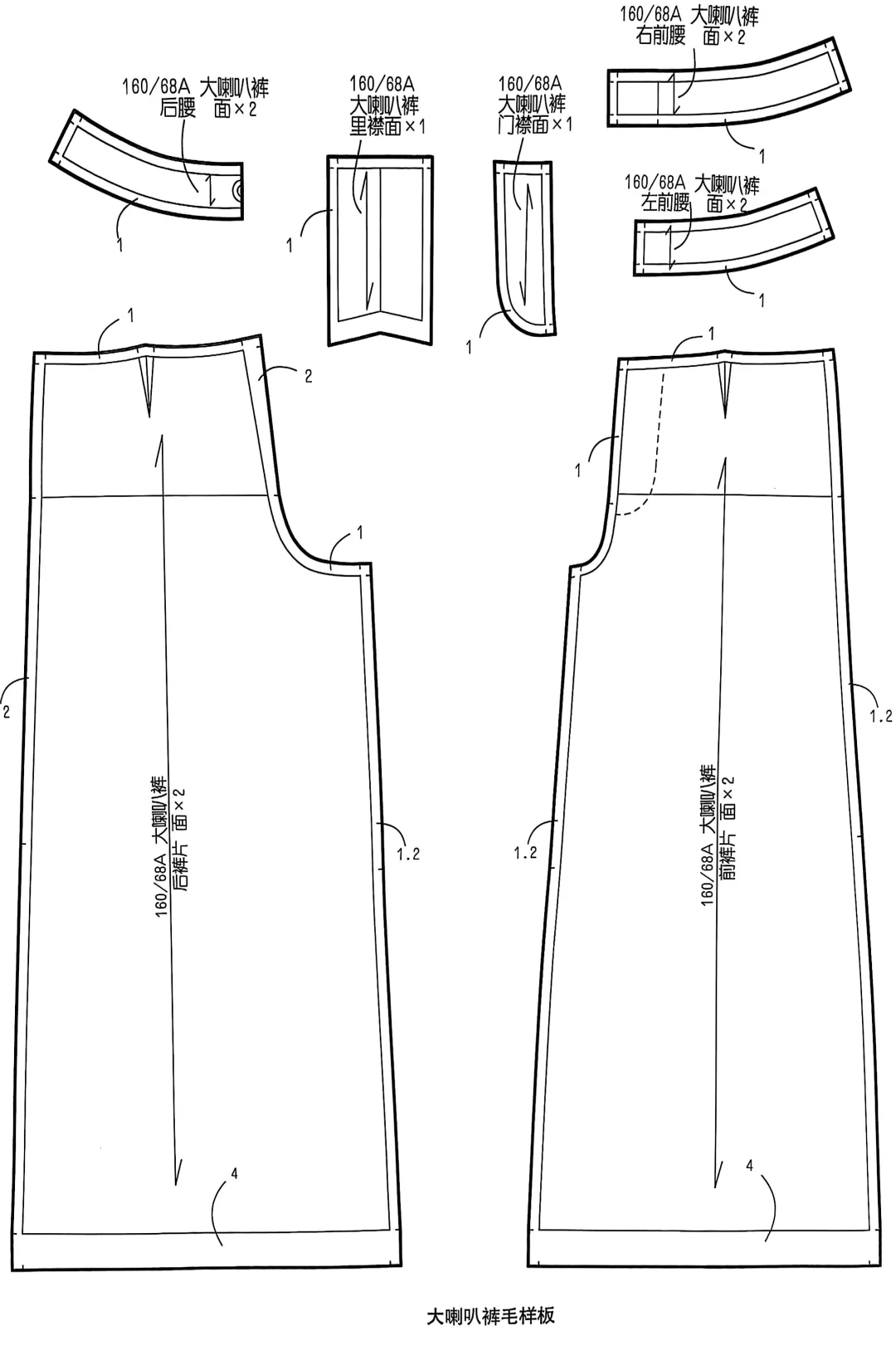 女装结构制版 | 大喇叭裤