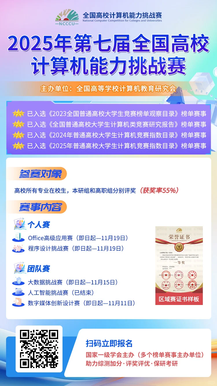 计算机能力挑战赛可以报名了~