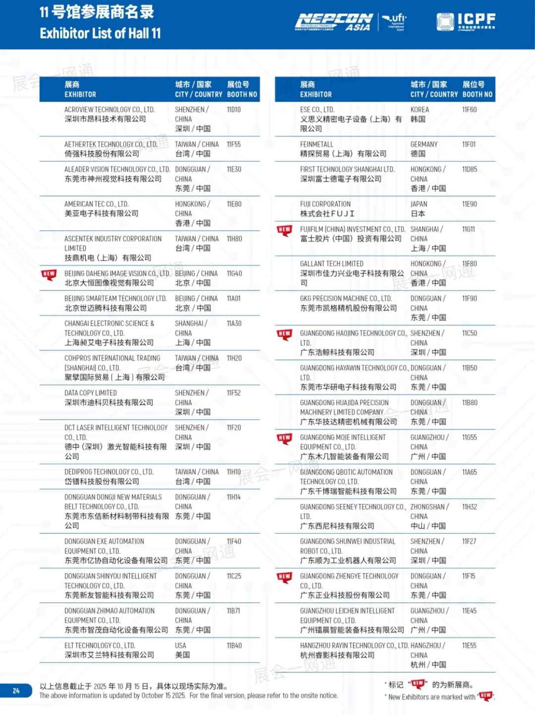 10月28日深圳电子展门票(展商+展位图)