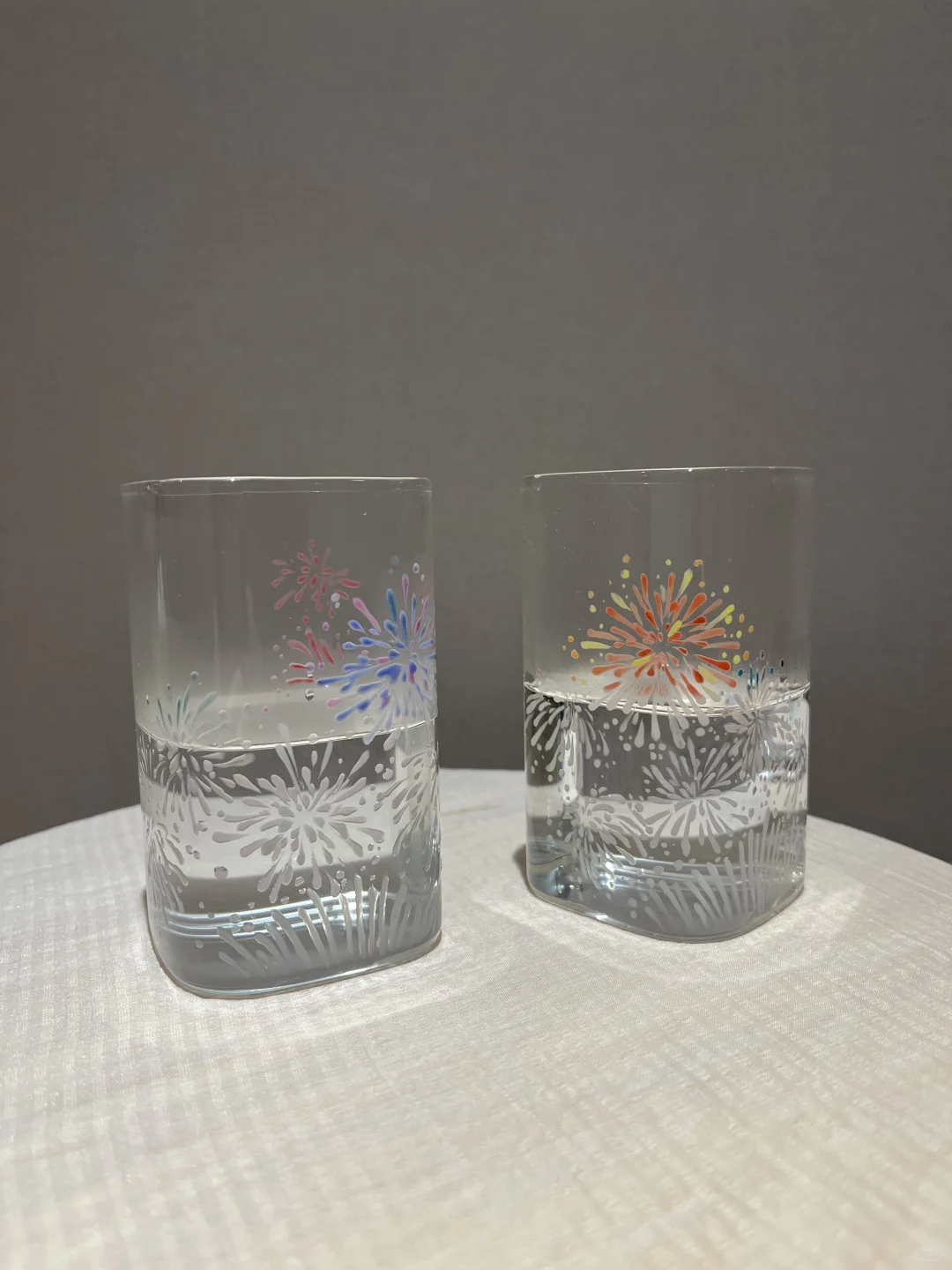 啊啊玻璃杯上有岁温度变色的烟花盛开