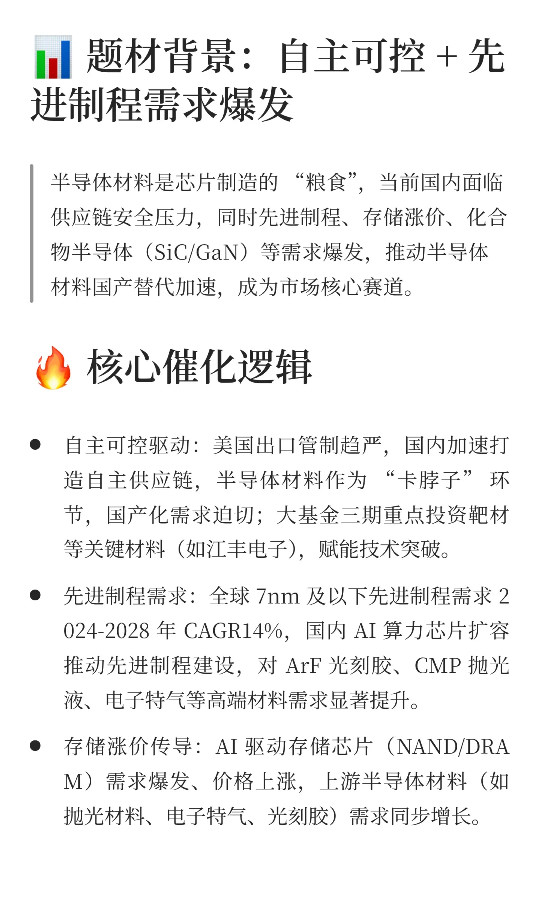 半导体材料：自主可控+需求共振