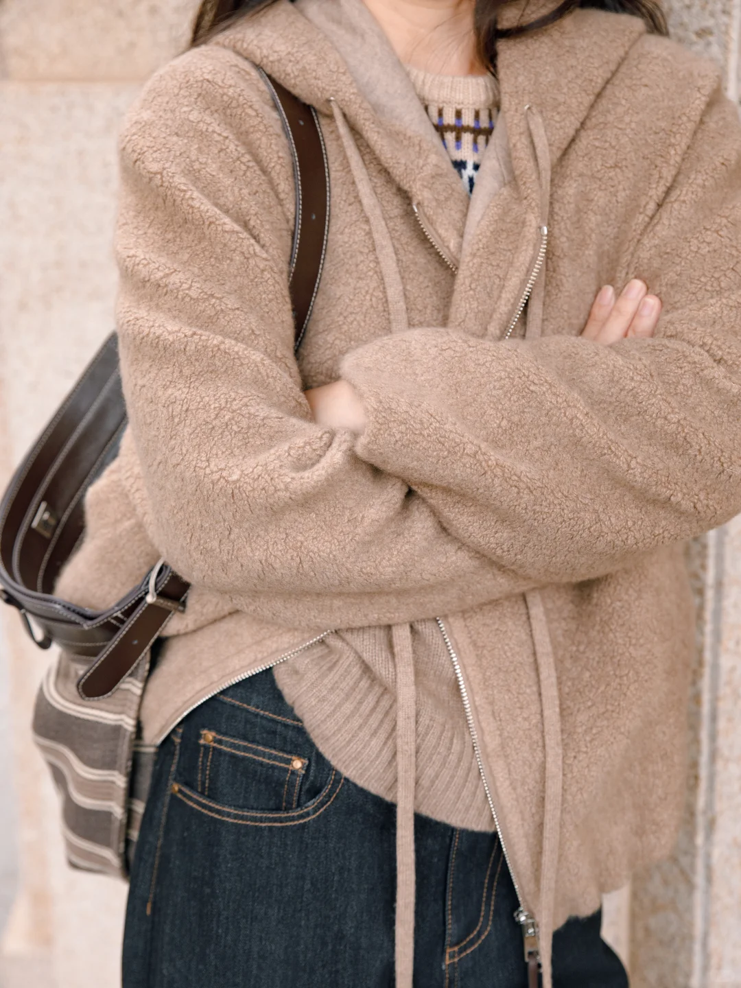 ERDOS羊绒泰迪连帽外套