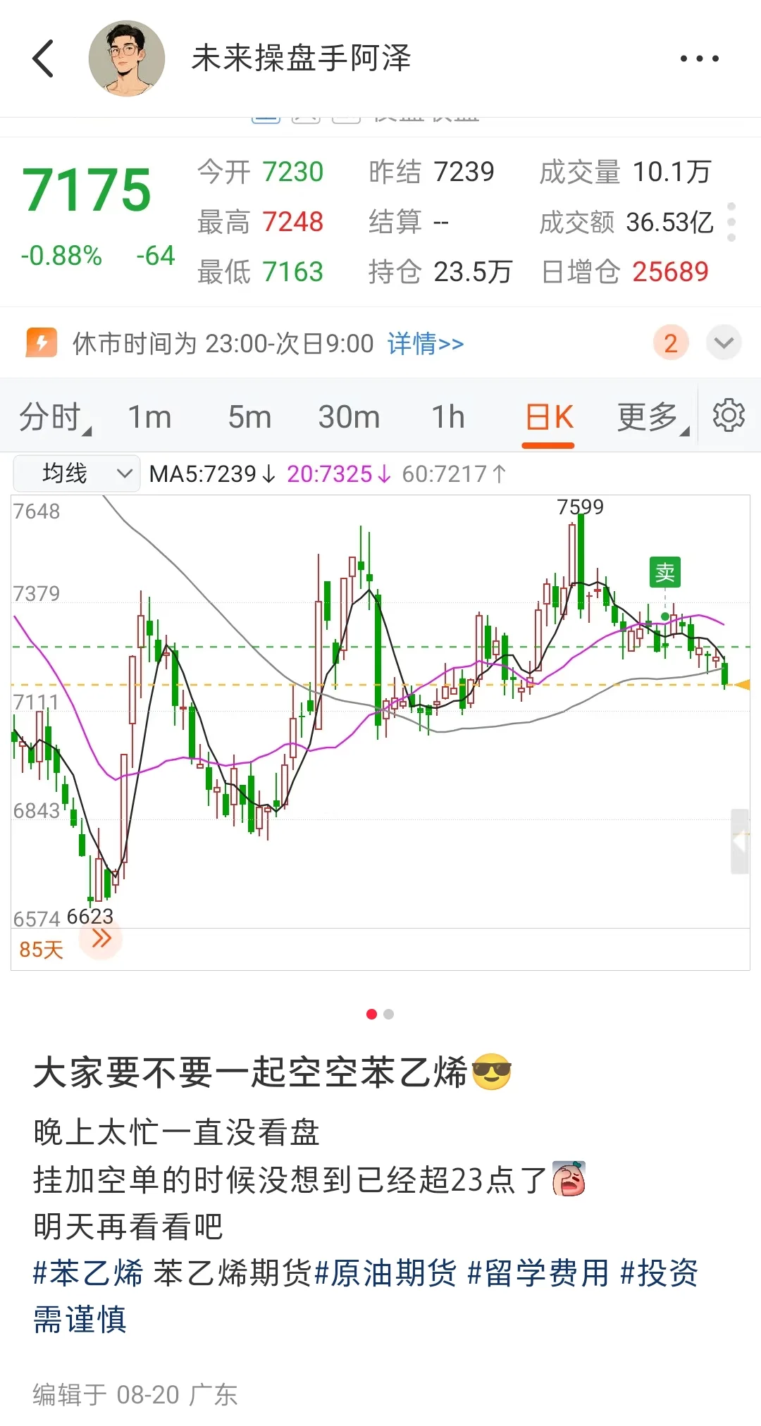 苯乙烯空单先撤了