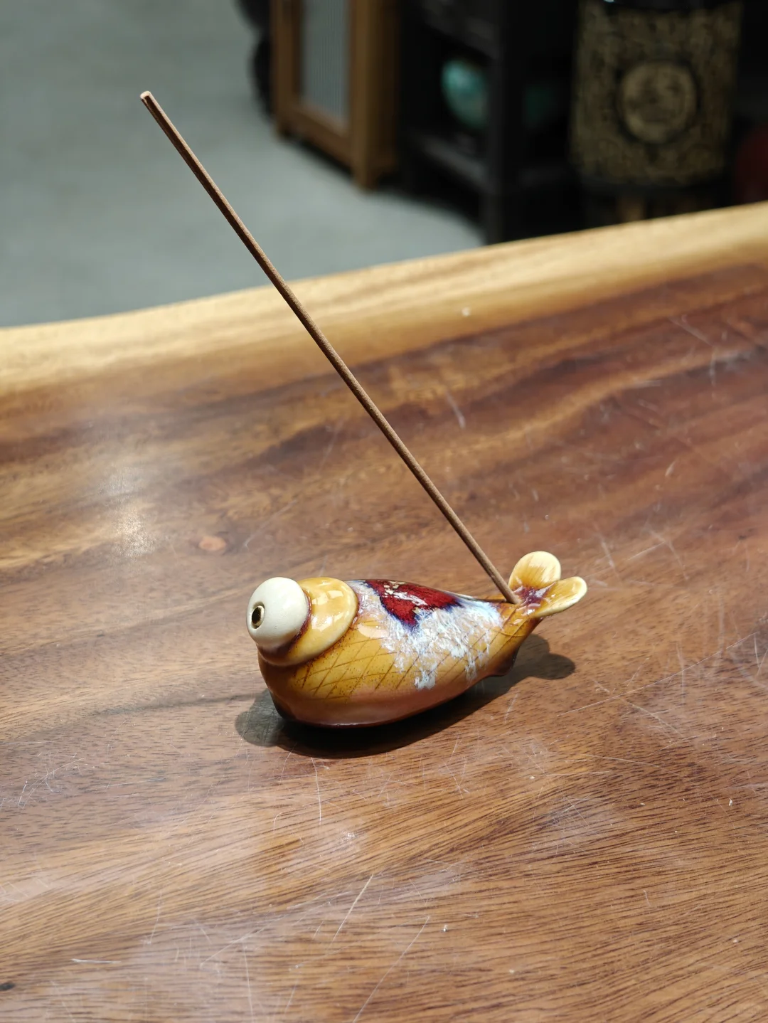 《一目禅》石湾陶可爱·禅意·香插·手把件!