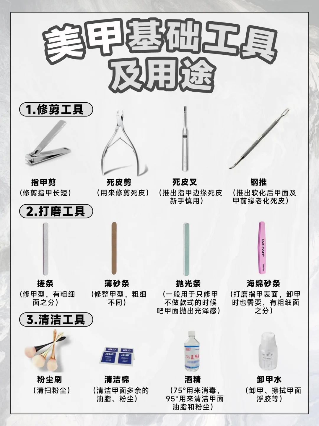 零基础学美甲｜认识美甲工具及笔刷