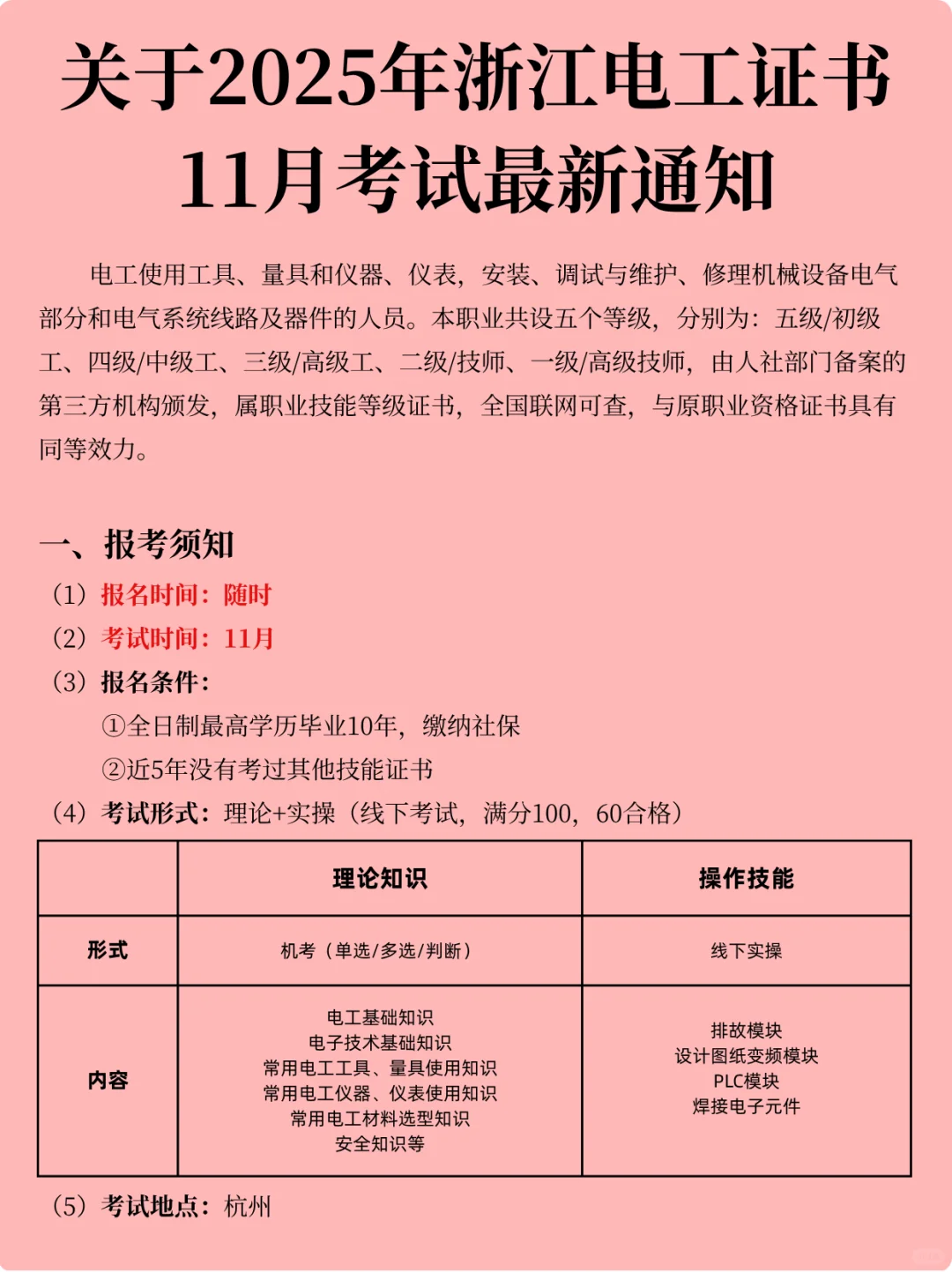 ?浙江人社部高级电工证书报考最新通知！