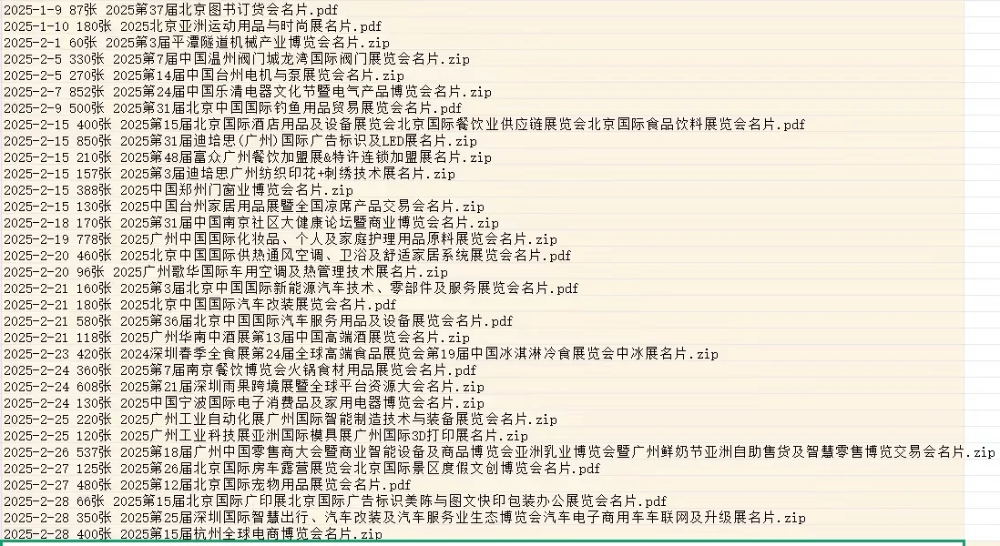 全国最新展会名录 排期