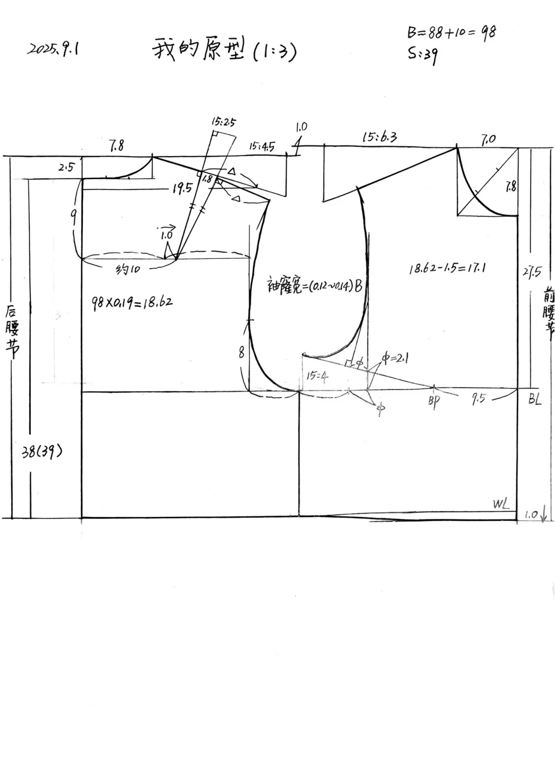 上衣原型制版方法