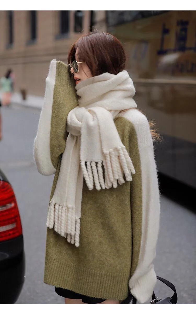 25秋冬新款现货 |RA重磅羊驼绒拼色毛衣针织