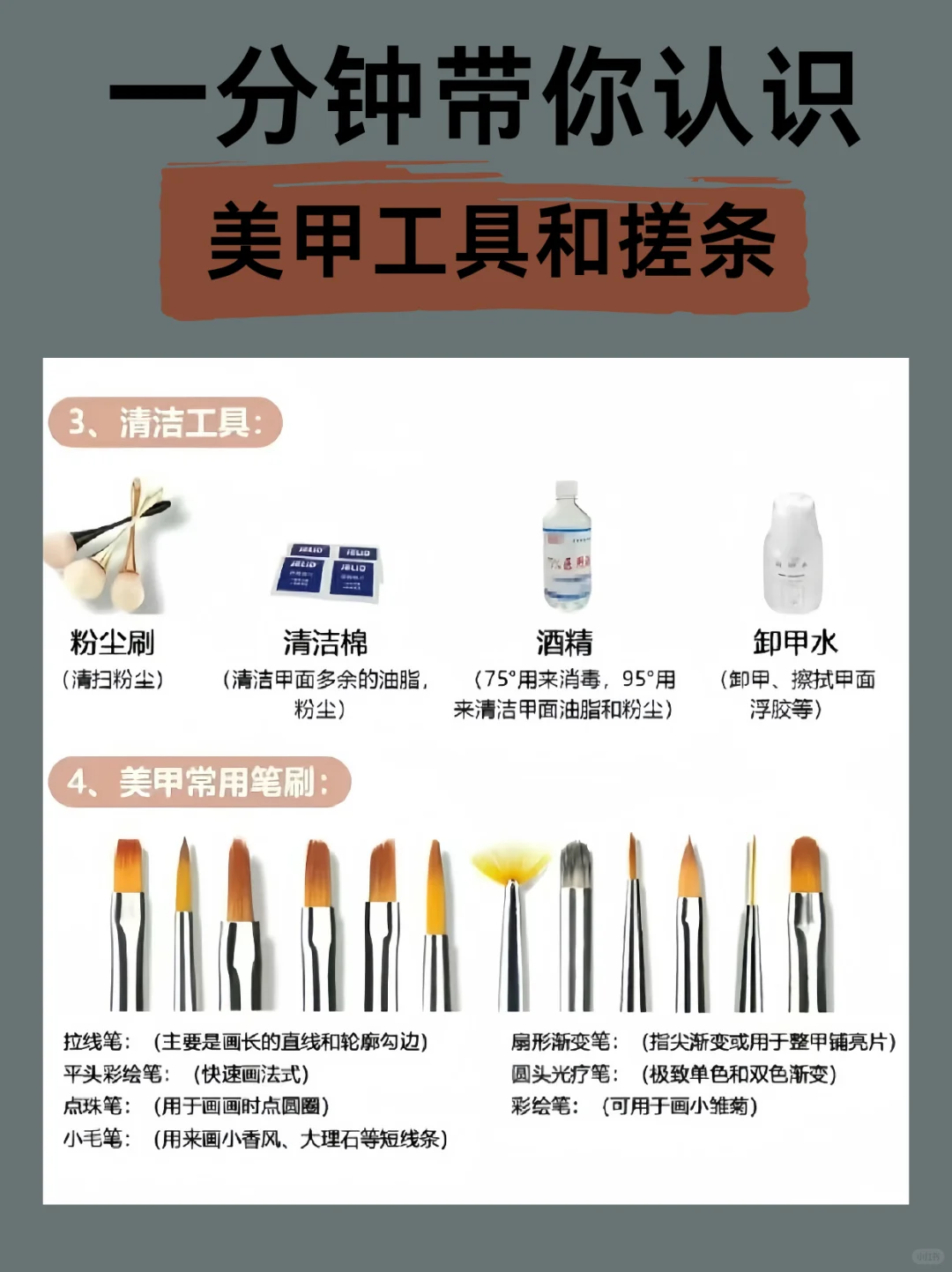 分钟带你认识美甲工具和搓条