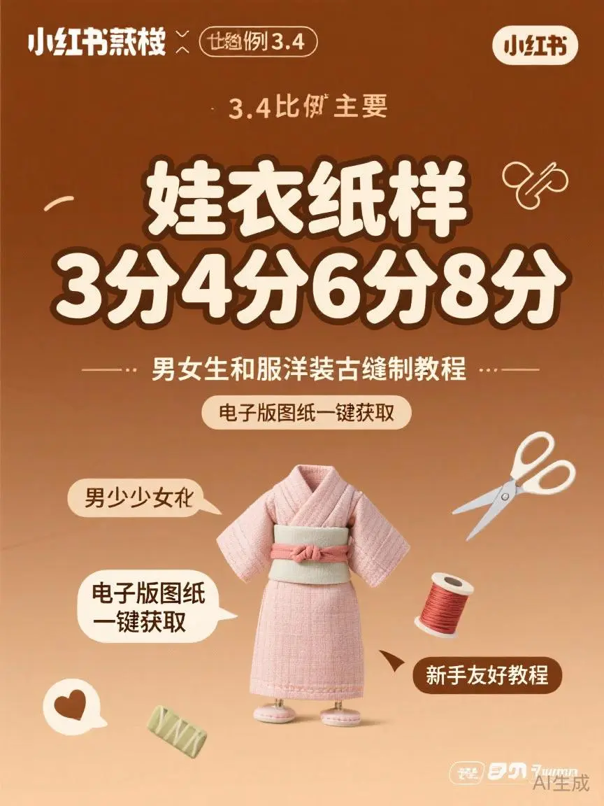 娃衣纸样教程|和服洋装缝制干货·电子版