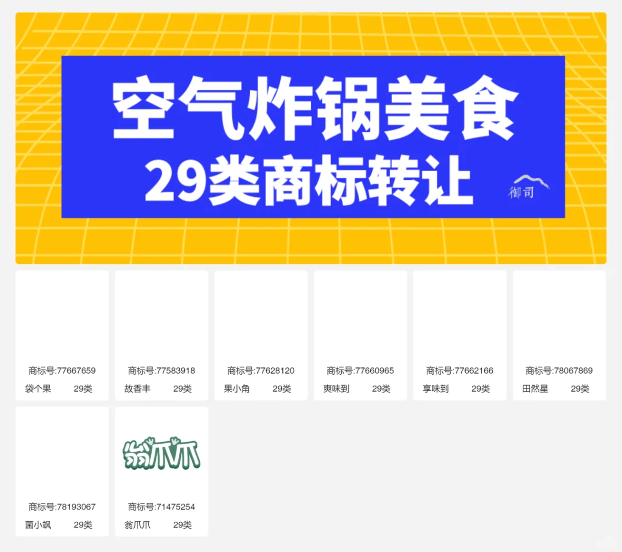 空气炸锅美食 29类速冻食品 鸡块商标转让