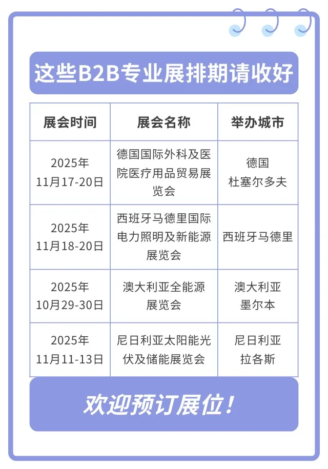 想见实力买家？这些B2B专业展排期请收好
