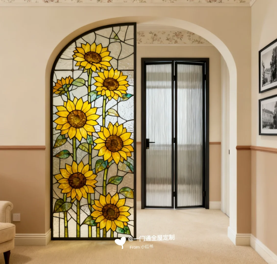 艺术玻璃拱门彩绘玻璃艺术玻璃拱门、拱形门