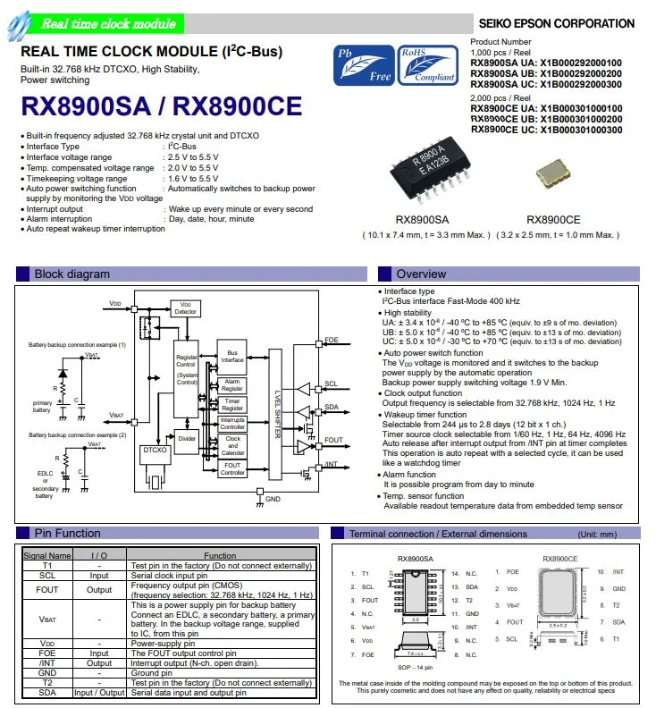 RX8900CE实时时钟模块在网络基站中的作用