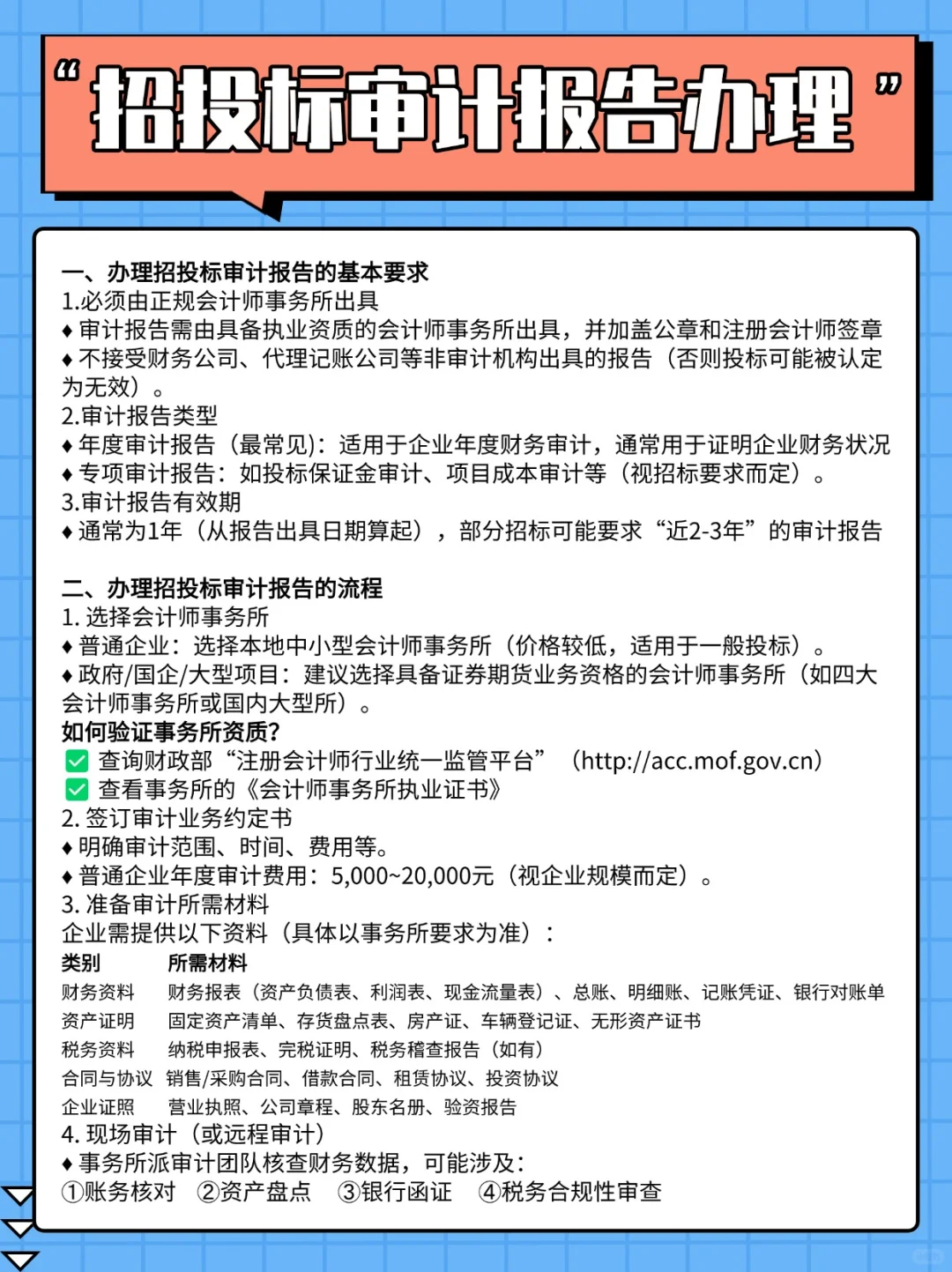 招投标审计报告办理