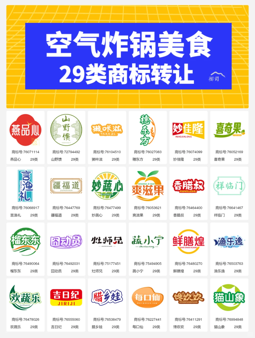 空气炸锅美食 29类速冻食品 鸡块商标转让