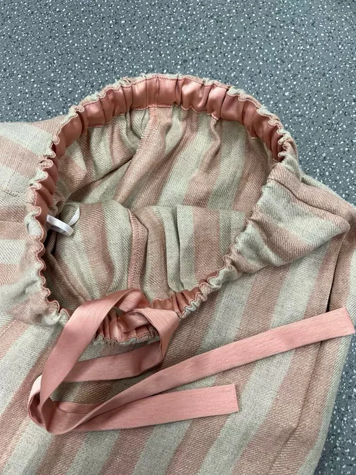 简单裁剪图分享|粉色条纹棉麻裤子