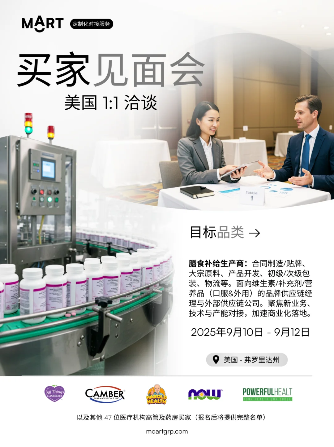膳食补给品代工美国见面会 · 1:1 洽谈