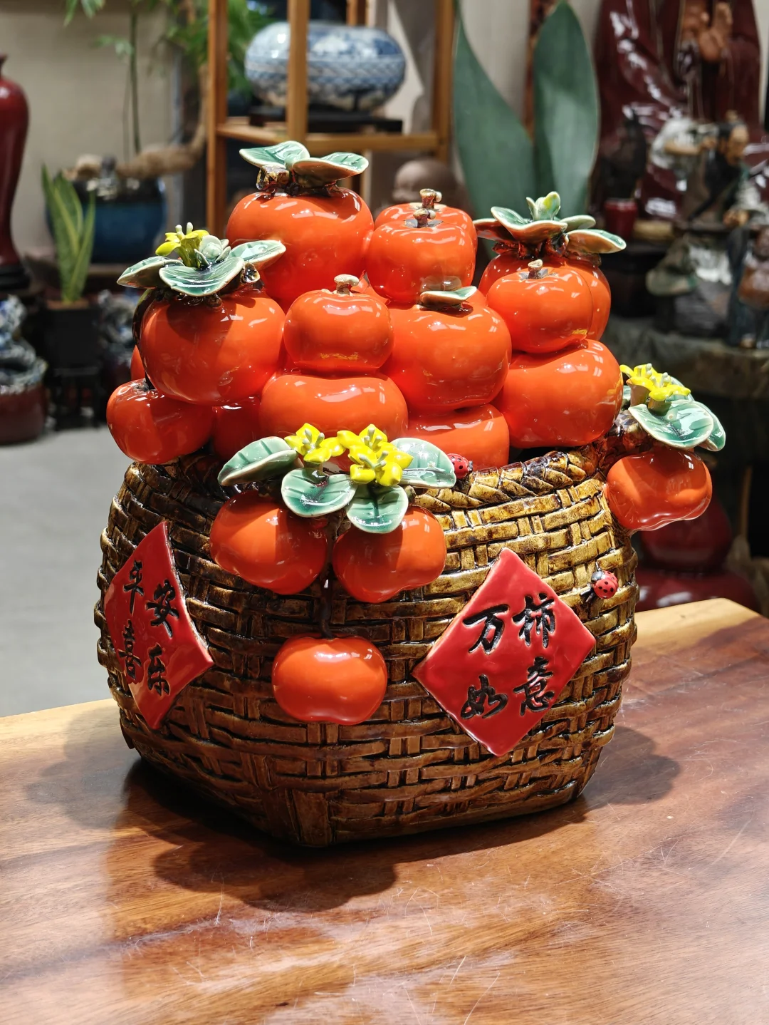 《万柿如意》石湾名师柿子题材作品!全陶瓷