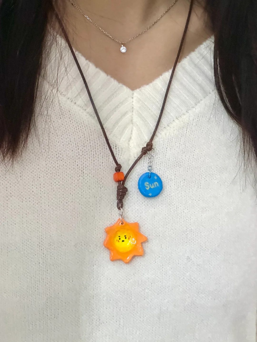 石塑粘土项链｜太阳☀️