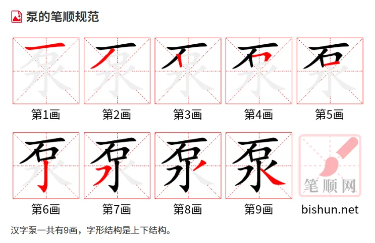 泵bèng，附词典解释 ，附写法，无异体字