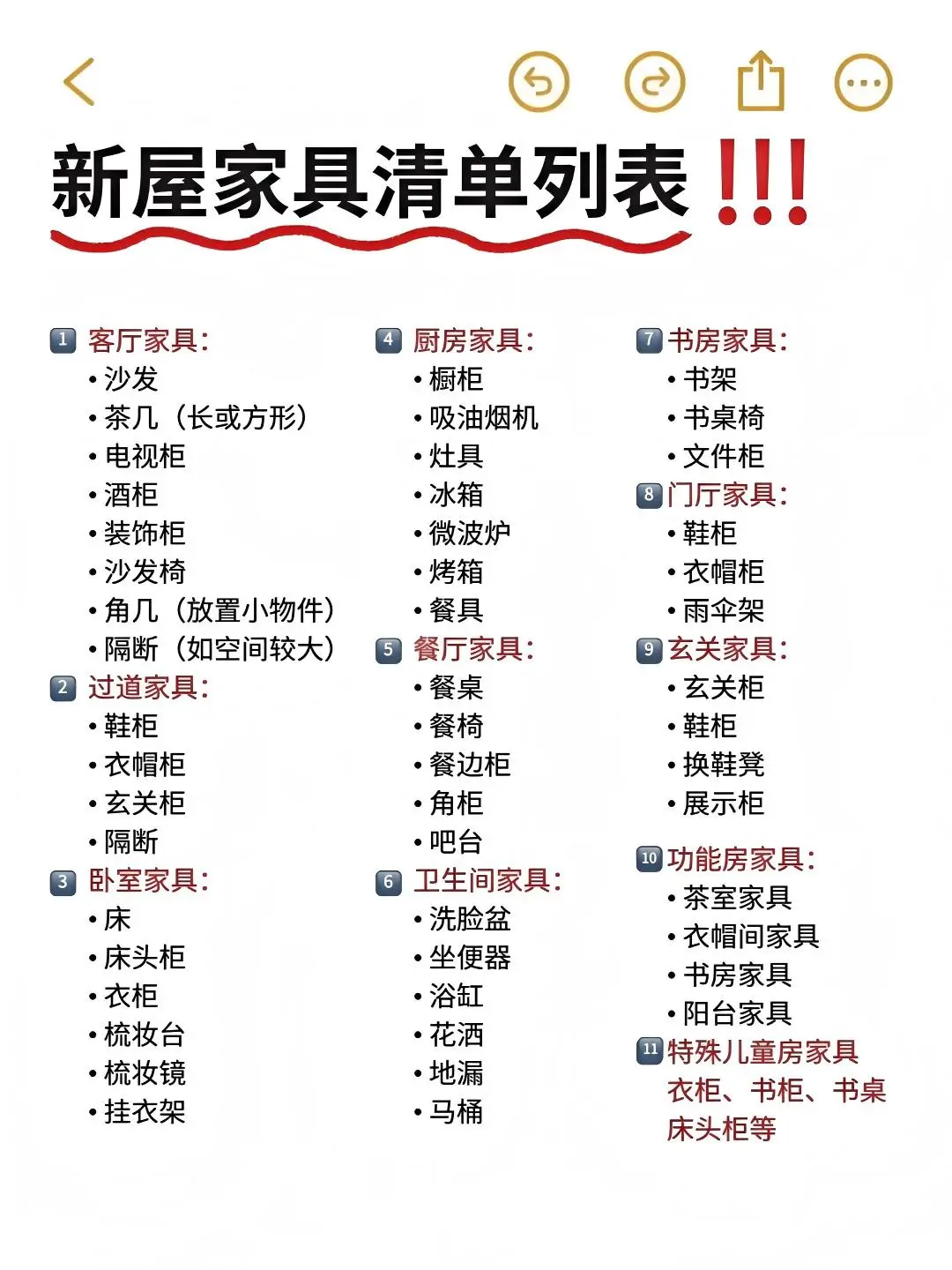 新屋家具清单+电器+装饰品,助你装出理想家