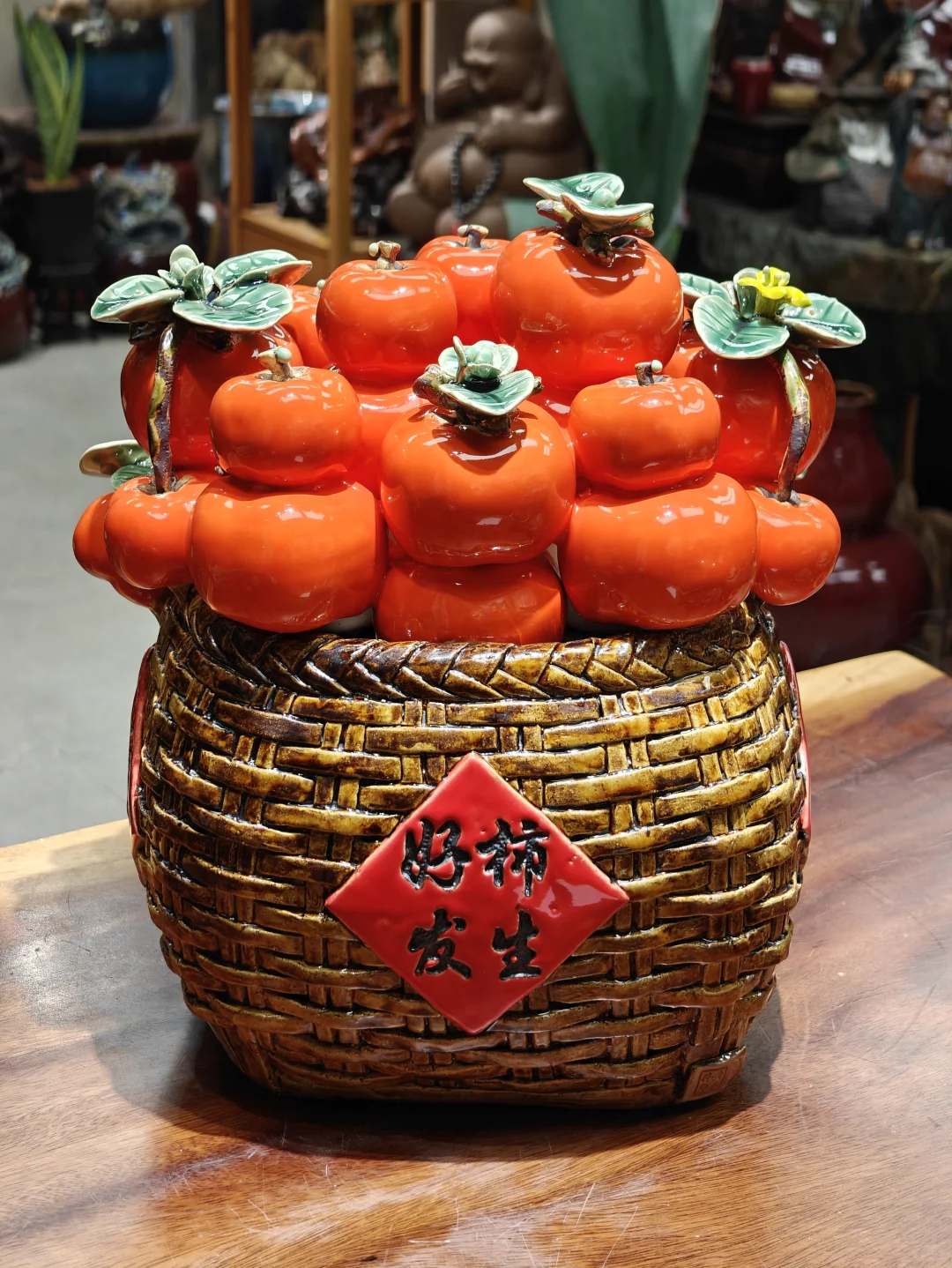 《万柿如意》石湾名师柿子题材作品!全陶瓷